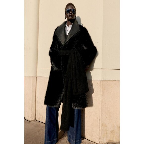 ZARA REVERSIBLE DOUBLE-FACED FAUX FUR COAT - Picture 1 of 6